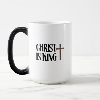 Christus ist König | Schwarzer Text und Braunes Ho Verwandlungstasse