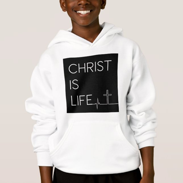 Christus ist Lebensschlagreihe und Kreuz-Junge Hoodie (Vorderseite)