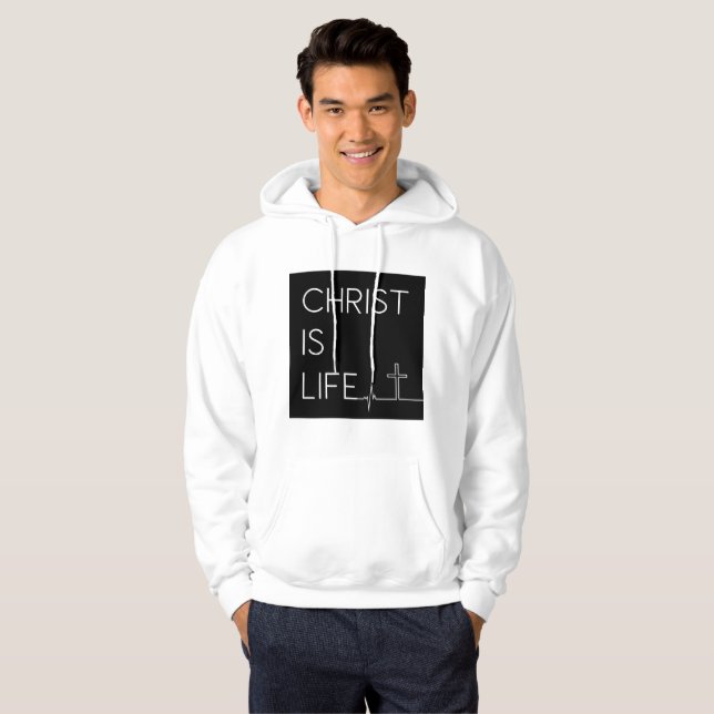 Christus ist Lebensschlagreihe und Kreuz-Männer Hoodie (Vorne ganz)