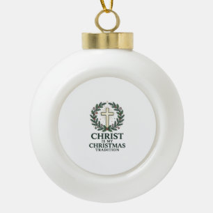 Christus ist meine Weihnachtstradition Vintage Kre Keramik Kugel-Ornament