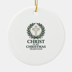 Christus ist meine Weihnachtstradition Vintage-Kre Keramik Ornament