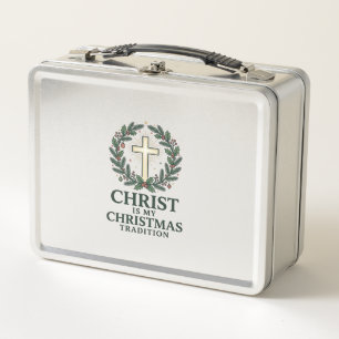 Christus ist meine Weihnachtstradition Vintage Kre Metall Brotdose