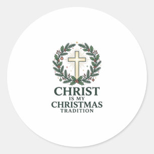 Christus ist meine Weihnachtstradition Vintage Kre Runder Aufkleber