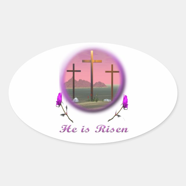Christus ist Risen Ovaler Aufkleber (Vorderseite)