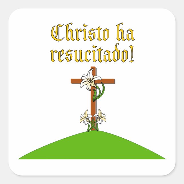Christus ist Risen Quadratischer Aufkleber (Vorderseite)