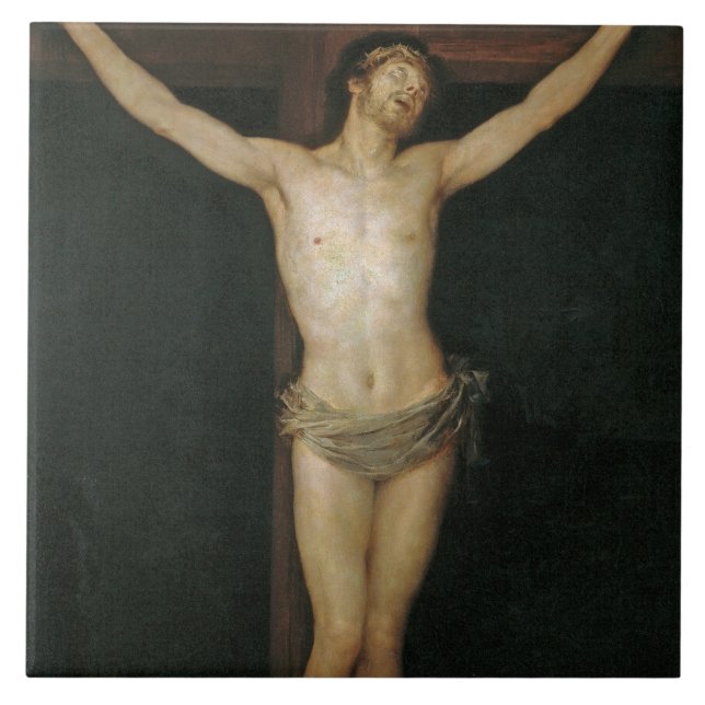 Christus (Jesus am Kreuz) (von Goya) Fliese (Vorderseite)