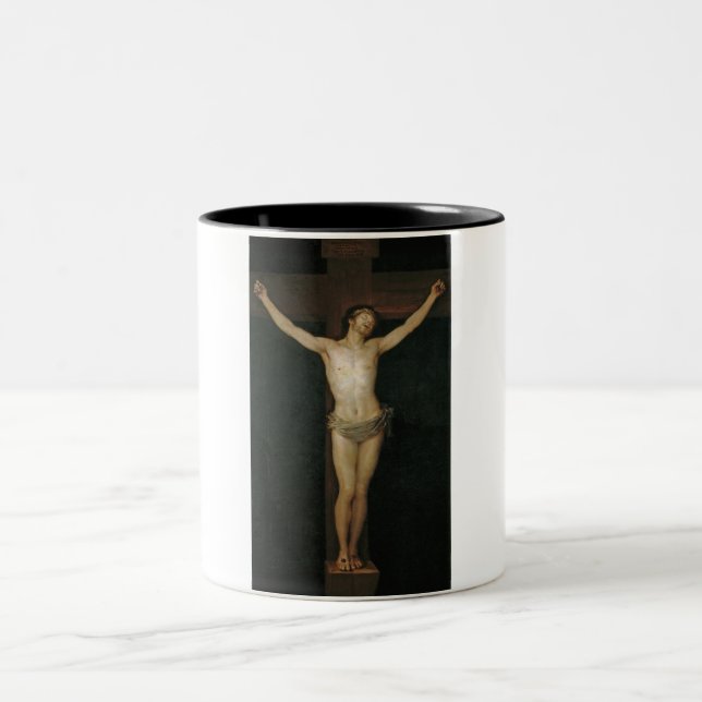 Christus (Jesus am Kreuz) (von Goya) Zweifarbige Tasse (Mittel)