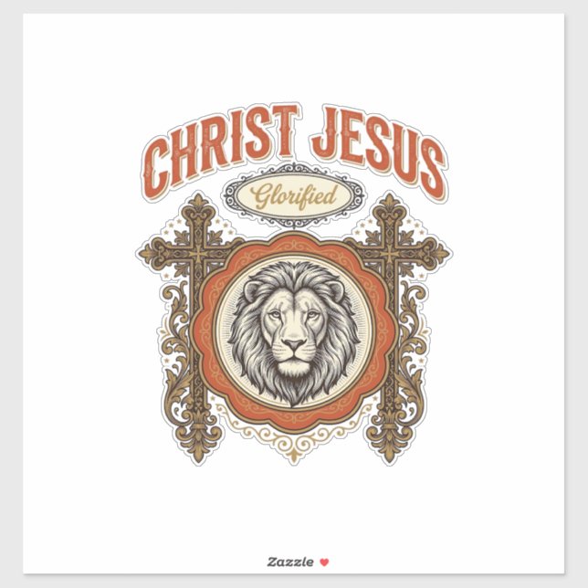 Christus Jesus Vintage Löwe Glaube Aufkleber (Blatt)