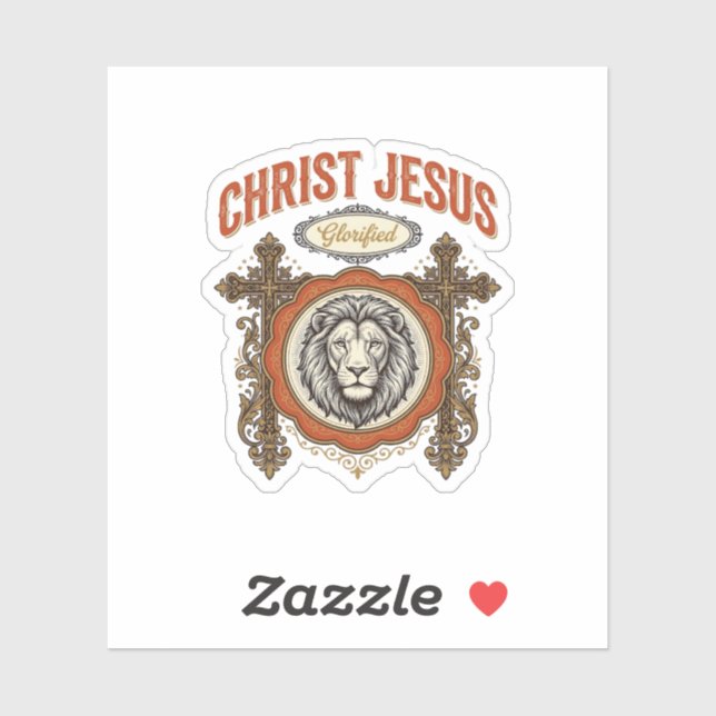 Christus Jesus Vintage Löwe Glaube Aufkleber (Blatt)