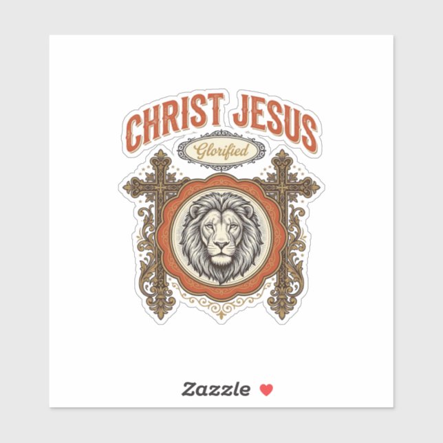 Christus Jesus Vintage Löwe Glaube Aufkleber (Blatt)