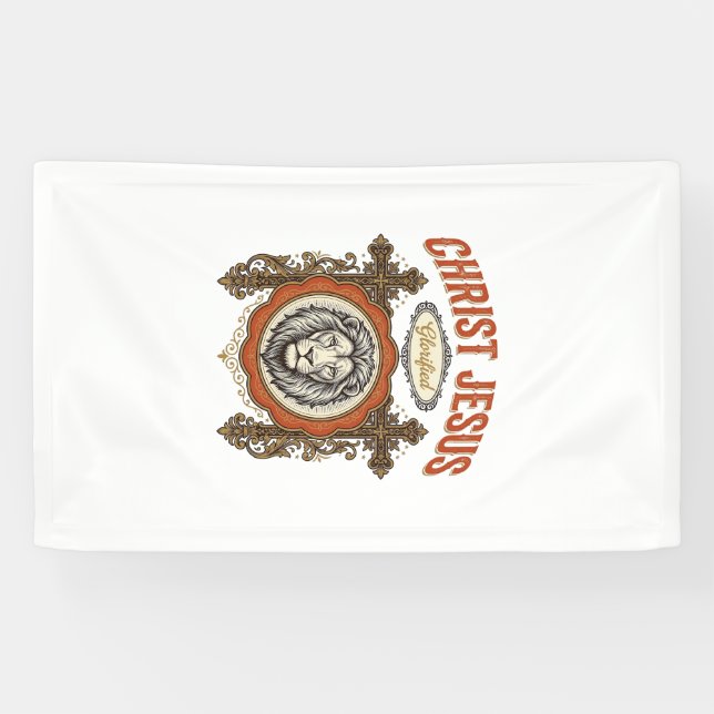 Christus Jesus Vintage Löwe Glaube Banner (Horizontal)