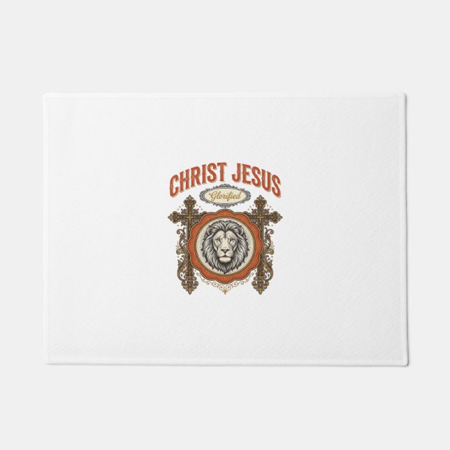 Christus Jesus Vintage Löwe Glaube Fußmatte (Vorderseite)
