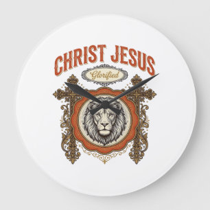 Christus Jesus Vintage Löwe Glaube Große Wanduhr