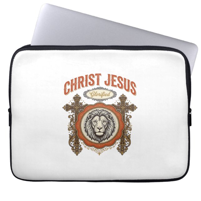 Christus Jesus Vintage Löwe Glaube Laptopschutzhülle (Vorderseite)