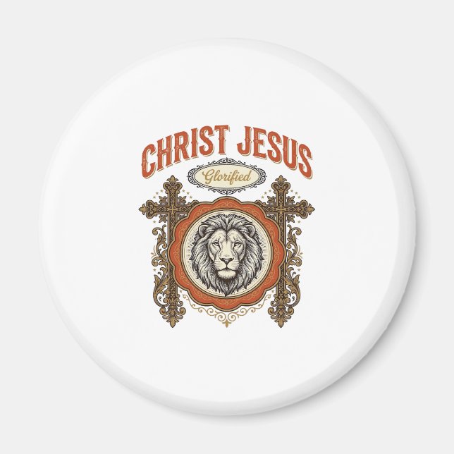 Christus Jesus Vintage Löwe Glaube Magnet (Vorne)