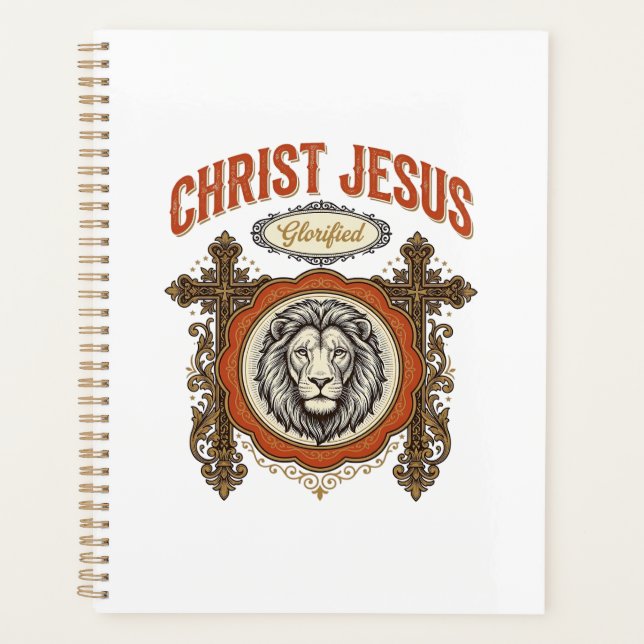 Christus Jesus Vintage Löwe Glaube Planer (Vorderseite)