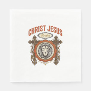 Christus Jesus Vintage Löwe Glaube Serviette