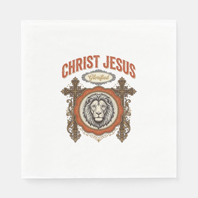 Christus Jesus Vintage Löwe Glaube Serviette (Vorderseite)
