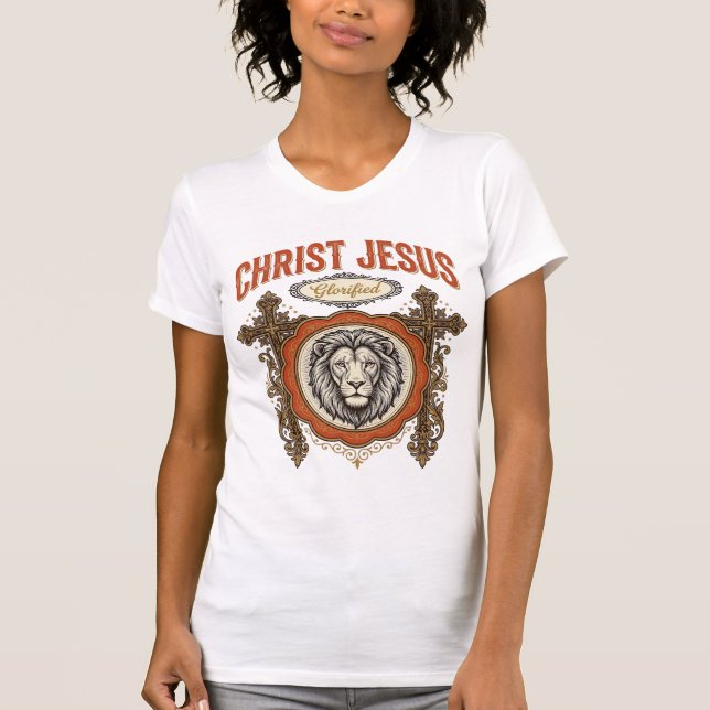 Christus Jesus Vintage Löwe Glaube T-Shirt (Vorderseite)