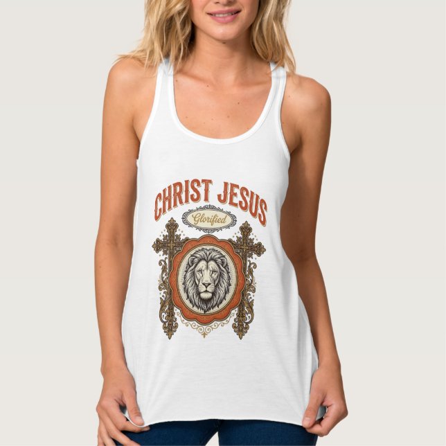 Christus Jesus Vintage Löwe Glaube Tank Top (Vorderseite)