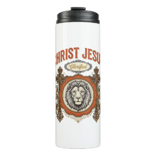 Christus Jesus Vintage Löwe Glaube Thermosbecher
