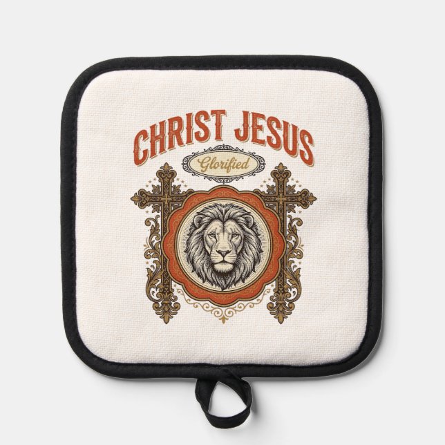 Christus Jesus Vintage Löwe Glaube Topflappen (Vorderseite)