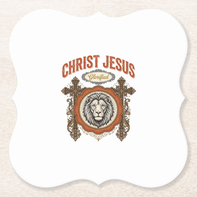 Christus Jesus Vintage Löwe Glaube Untersetzer (Vorderseite)