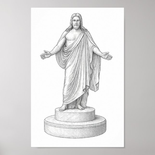 Christus Line Zeichne Wall Art Poster (Vorne)