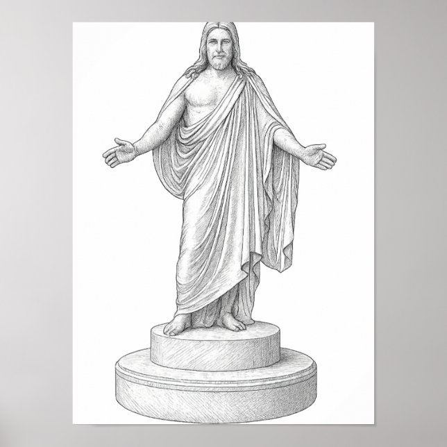 Christus Line Zeichne Wall Art Poster (Vorne)
