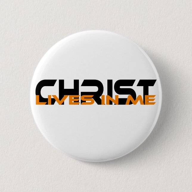 Christus liv in mich schwarzen orangeen button (Vorderseite)