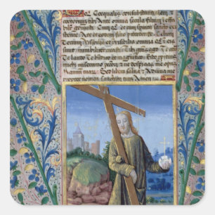 Christus mit dem Kreuz und dem Orb Quadratischer Aufkleber