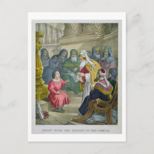 Christus mit den Ärzten im Tempel, aus einer Bibel Postkarte