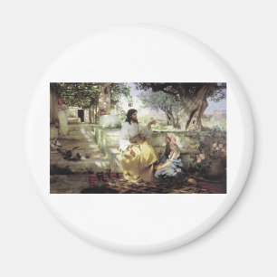 Christus mit Martha und Maria circa 1886 Magnet