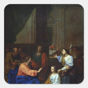 Christus mit Martha und Mary Quadratischer Aufkleber