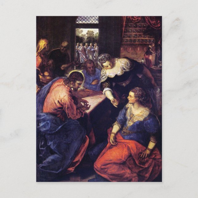 Christus mit Mary und Martha von Tintoretto Postkarte (Vorderseite)