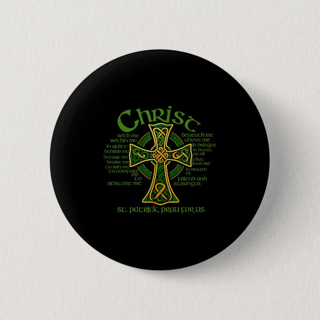 Christus mit mir keltisches Kreuz St. Patrick Brus Button (Vorderseite)