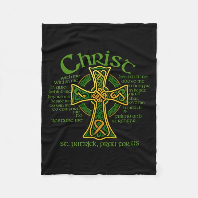 Christus mit mir keltisches Kreuz St. Patrick Brus Fleecedecke (Vorderseite)