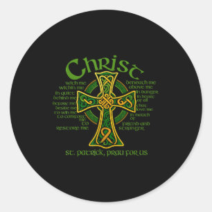 Christus mit mir keltisches Kreuz St. Patrick Brus Runder Aufkleber
