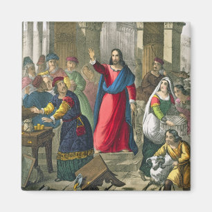 Christus reinigt den Tempel, von einem Bibel Magnet
