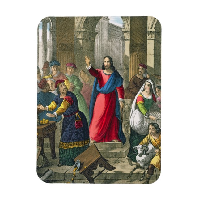 Christus säubert den Tempel aus einer Bibel, die b Magnet (Vertikal)