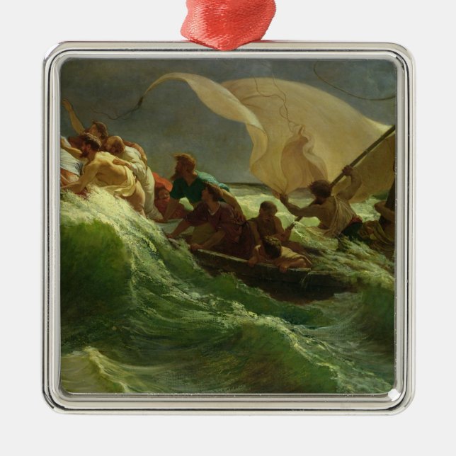 Christus schlafend in seinem Boot Silbernes Ornament (Vorne)