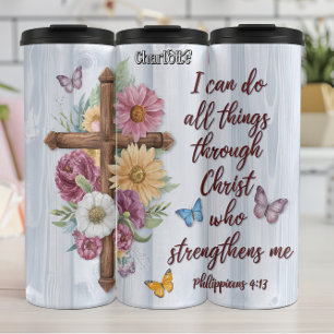 Christus stärkt mich Philippinen 4:13"Kreuz Thermosbecher