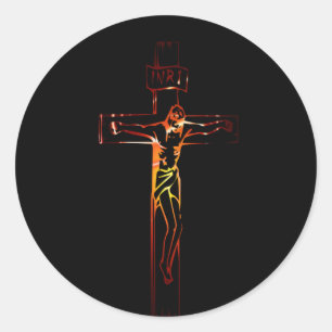 Christus sur croix Schwarz-Ausgabe Runder Aufkleber