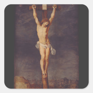 Christus tot am Kreuz von Peter Paul Rubens  Quadratischer Aufkleber
