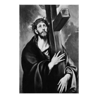 Christus trägt das Kreuz (Schwarz & Weiß) Poster