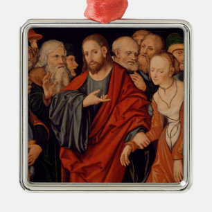 Christus und der Frau eingelassene Ehebruch Silbernes Ornament