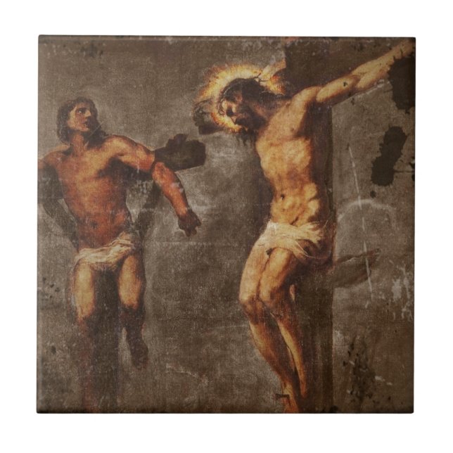Christus und der gute Dieb Fliese (Vorderseite)