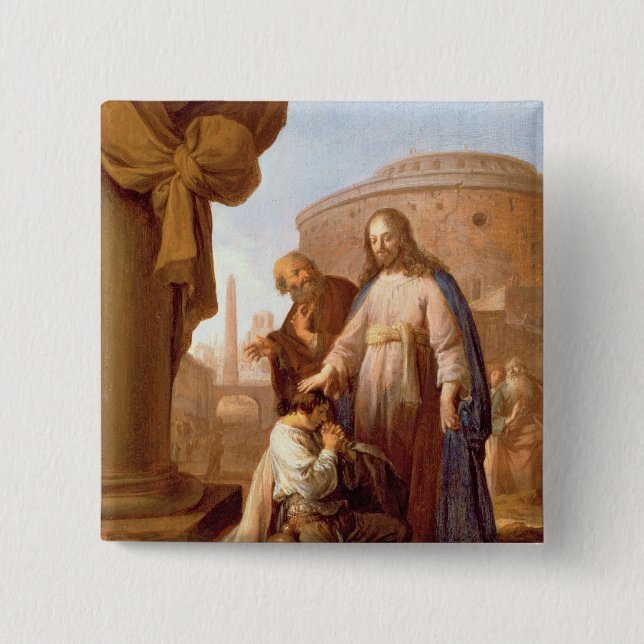 Christus und der reiche junge Machthaber, 1640 Button (Vorderseite)