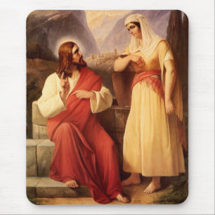 Christus und der Samariter von Christlich Schleisn Mousepad