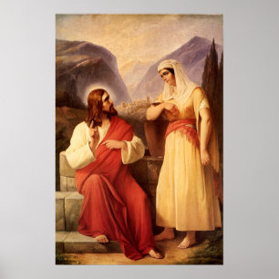 Christus und der Samariter von Christlich Schleisn Poster